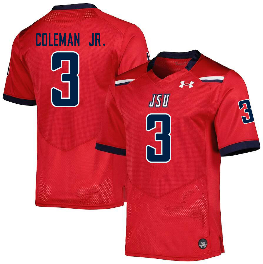 Men-Youth #3 Kevin Coleman Jr. Jackson State Tigers 2023 College Football Jerseys Stitched-Red